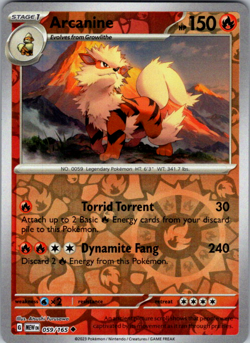 Arcanine 059/165 151 Reverse Holo Pokemon TCG NM - Image 1