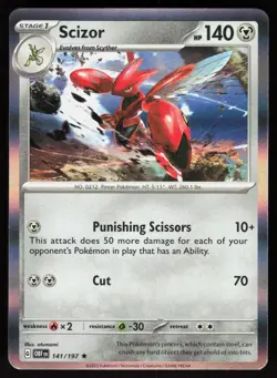 Scizor 141/197 Rare Obsidian Flames Pokemon Holo Near Mint - Image 1