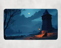 MTG Playmat | Lofi Watchtower Playmat | Kawaii Desk Mat | Unofficial MTG Playmat - Image 1