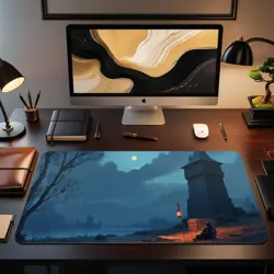 MTG Playmat | Lofi Watchtower Playmat | Kawaii Desk Mat | Unofficial MTG Playmat - Image 2