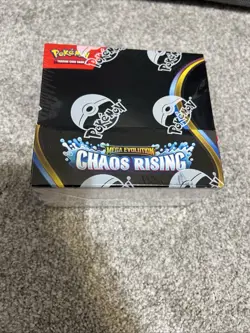 Pokemon Mega Evolution Chaos Rising Booster Box Factory Sealed In Hand Right Now - Image 1