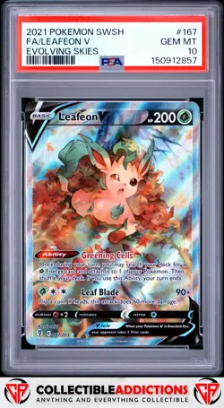 2021 Pokemon Sword & Shield Evolving Skies #167 Leafeon V PSA 10 - Image 1