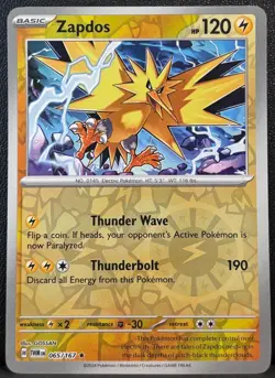 Zapdos 065/167 Rare Twilight Masquerade Pokemon Reverse Holo Near Mint - Image 1