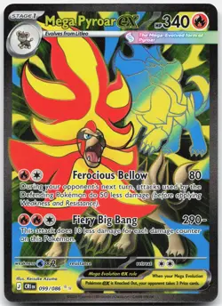Mega Pyroar ex 099/086 Ultra Rare ME04: Chaos Rising Pokemon Holo Near Mint - Image 1