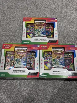 Pokemon 3xFirst Partner Illustration Collection Box Series 1 Brand New & Sealed - Image 1