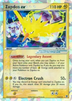 Zapdos ex (116/112) [EX: FireRed & LeafGreen] Lightly Played Holofoil - Image 1