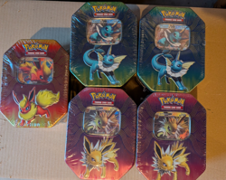 Pokemon Elemental Powers Tin Lot Jolteon Vaporeon Flareon GX Sealed Set of 5 - Image 1