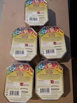 Pokemon Elemental Powers Tin Lot Jolteon Vaporeon Flareon GX Sealed Set of 5 - Image 2