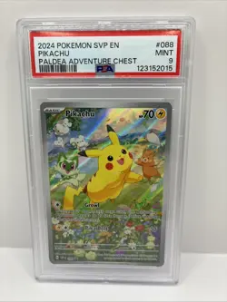 2024 POKEMON SVP EN-SV BLACK STAR PROMO PALDEA ADVENTURE CHEST PIKACHU PSA 9 - Image 1