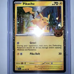 Pikachu 018/091 Trick Or Trade 2024 Cosmo Holo Stamped Pokemon Card Mint - Image 1