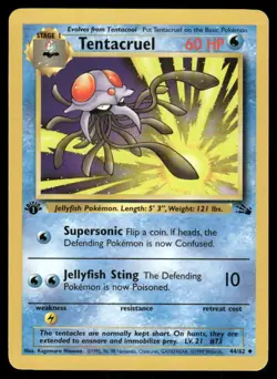 Pokemon Cards Tentacruel 44/62 1st Edition Fossil WOTC Uncommon NM - Image 1
