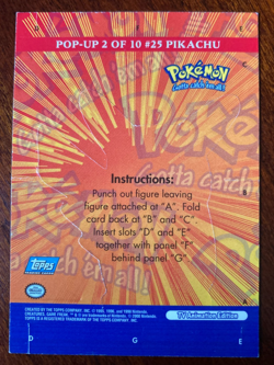 2000 Pikachu Topps Blue #25 Pop-Up Pokemon TV Animation Series 3 - Image 2