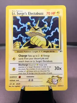 Pokemon TCG Lt. Surge's Electabuzz 6/132 Gym Heroes Set Holo Rare WOTC VTG LP - Image 1