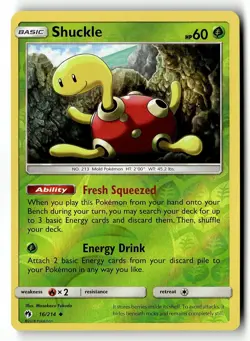 Shuckle 16/214 Uncommon Lost Thunder Pokemon Reverse Holo Lightly Played - Image 1