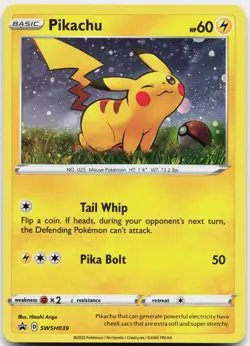 Pikachu SWSH039 Holo Promo Sword & Shield Promo Pokemon Lightly Played - Image 1
