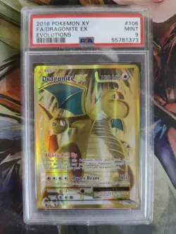 PSA 9 Dragonite EX 106/108 Evolutions Full Art Pokemon Card XY MINT - Image 1
