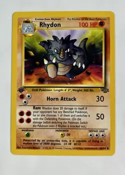 Rhydon 1999 Pokemon Game Jungle 1st Edition Uncommon #45/64 * Light Play - Image 1