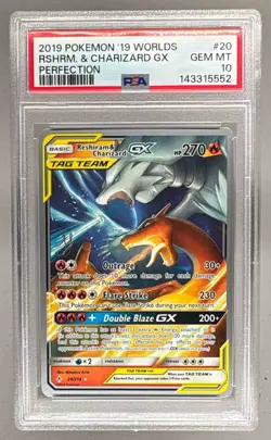 2019 Pokemon World Championships Perfection 20 Reshiram Charizard GX PSA 10 5552 - Image 1