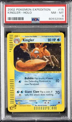2002 POKEMON EXPEDITION #15 KINGLER-HOLO PSA 8 - Image 1