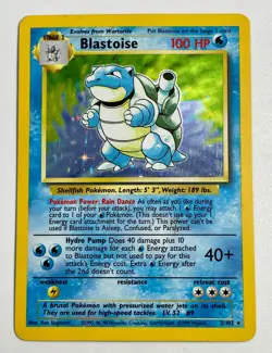 Pokemon Blastoise 2/102 Base Set Holo Rare Unlimited HP - Image 1