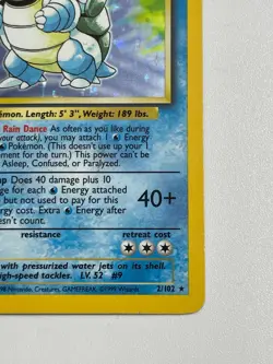Pokemon Blastoise 2/102 Base Set Holo Rare Unlimited HP - Image 5