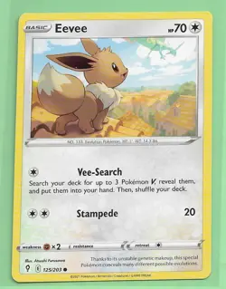 Pokemon TCG Eevee Evolving Skies 125/203 Regular Common - Image 1