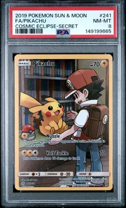 2019 Pokemon Sun & Moon Cosmic Eclipse 241 Pikachu PSA 8 149199665 - Image 1