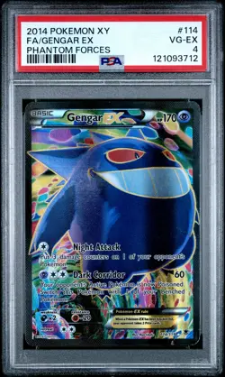 2014 POKEMON XY PHANTOM FORCES #114 FULL ART/GENGAR EX PSA 4 - Image 1
