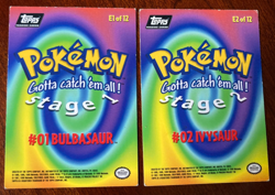 1999 Topps Pokemon Bulbasaur #E1 & E2 of 12 Stage 1 & 2 Black Topps Logo - Image 2