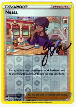 Nessa Holo Rare Crown Zenith 136/159 NM Reverse Holo Pokemon TCG - Image 1