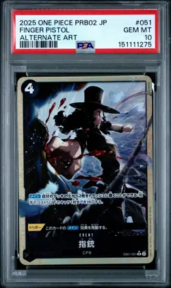 ONE PIECE JAPANESE PRB02-THE BEST- VOL.2 #051 FINGER PISTOL ALTERNATE PSA 10 - Image 1