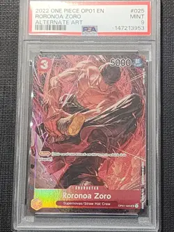 One Piece Roronoa Zoro PRE-ERRATA Parallel OP01-025 Holo Wheel Psa 9 Op01 - Image 1
