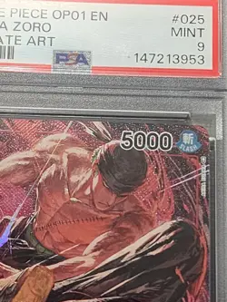 One Piece Roronoa Zoro PRE-ERRATA Parallel OP01-025 Holo Wheel Psa 9 Op01 - Image 5