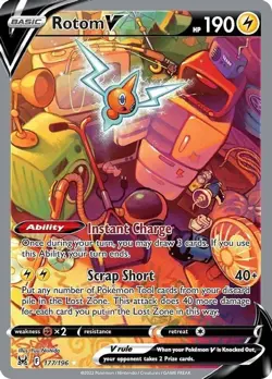 Rotom V - 177/196 - Pokemon Lost Origins Alternate Art Rare Card NM - Image 1