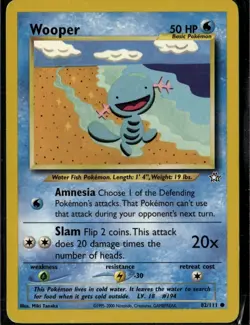 Wooper Common Neo Genesis 082/111 Water Unlimited Pokemon Card - Image 1