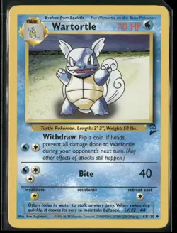 1999 Pokemon TCG Base Set Unlimited Uncommon #42 Wartortle B - Image 1