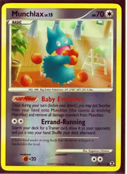 2009 POKEMON MUNCHLAX #70/111- RISING RIVALS- COMMON-REV HOLO-NM/LP (Excellent) - Image 1