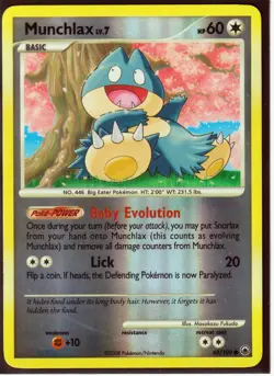2008 POKEMON MUNCHLAX 68/100 MAJESTIC DAWN-REVERSE HOLO-NM/LP (Excellent) M2 - Image 1
