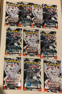 LOT OF 10 POKEMON TCG BLACK BOLT & WHITE FLARE FACTORY SEALED BOOSTER PACKS NEW - Image 1