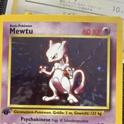 Wizards of the Coast Base Set Mewtwo 10/102 1st Edition Holo German HP60 - Image 3