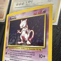 Wizards of the Coast Base Set Mewtwo 10/102 1st Edition Holo German HP60 - Image 5
