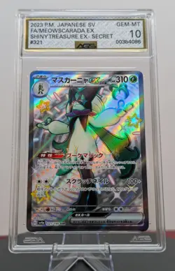 Pokemon Graded Meowscarada ex #321/190 Shiny Treasure Japanese AGS 10 SSR - Image 1