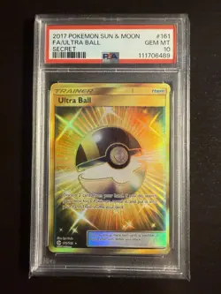 🔥2017 POKEMON SUN & MOON ULTRA BALL SECRET RARE FULL ART #161 PSA 10 GEM MINT🔥 - Image 1