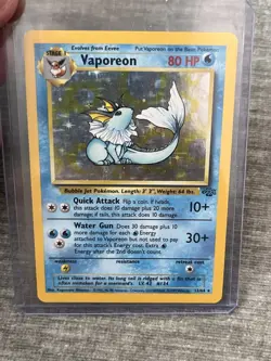 Pokemon TCG Jungle Vaporeon 12/64 Holo Rare Unlimited 80 HP EN Stage 1 - Image 1