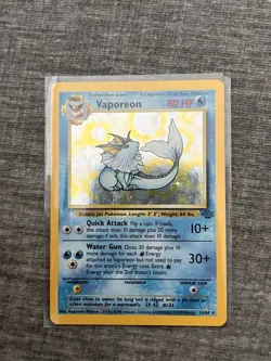 Pokemon TCG Jungle Vaporeon 12/64 Holo Rare Unlimited 80 HP EN Stage 1 - Image 2