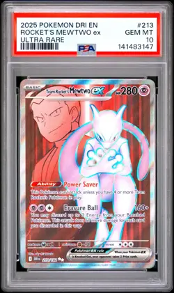 Pokemon Destined Rivals - Team Rocket's Mewtwo Ultra Rare #213/182 PSA 10 - Image 1