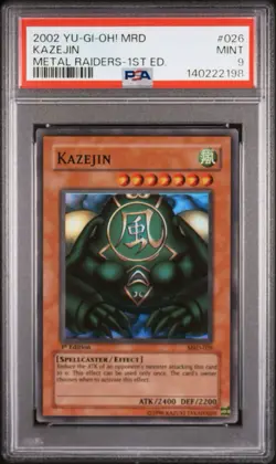 2002 Yu-Gi-Oh! Kazejin Metal Raiders MRD 1st Edition Super Rare PSA 9 - Image 1