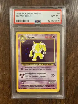 1999 Pokemon Fossil Hypno Unlimited Holo #8/62 PSA 8 NM - Image 1