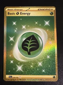 Basic Grass Energy 278/193 Pokemon Paldea Evolved Hyper Rare Gold Holo LP - Image 1