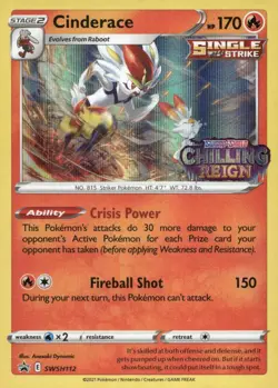 Cinderace (Prerelease) SWSH112 Holo Promo Sword & Shield Promo Pokemon Holo NM - Image 1